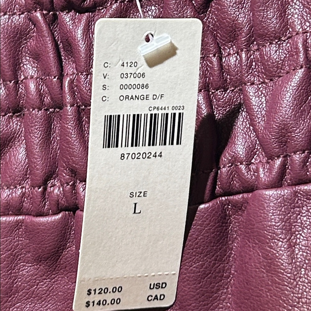 Anthropologie Somerset Vegan Leather Dark Plum Color Mini Skirt Size Large NWT - Picture 6 of 7